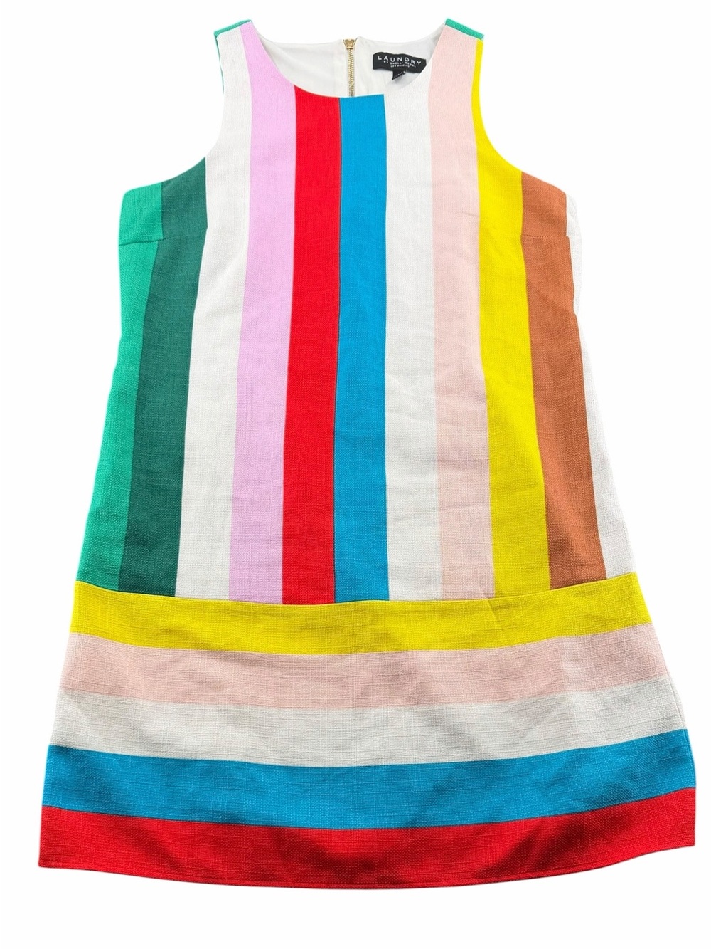 Laundry by Shelli Segal Multicolor Striped Sleeveless Shift Dress Size: 12 - Picture 2 of 9